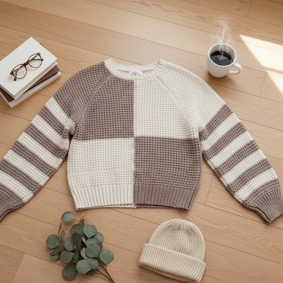 🧶Altar’d State Super Soft Chenille Block-Stripe Sweater – Size L – EUC - Picture 2 of 8